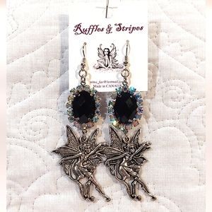 Ruffles & Stripes Women's Large Iridescent Gem and Fairy Dangle Earrings NWT